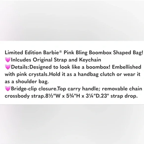 🔥SALES Rare🎀BarbieX Aldo Barbiebeat Boombox Crossbody Bag LIMITED EDITION New!✨️ - Picture 8 of 8